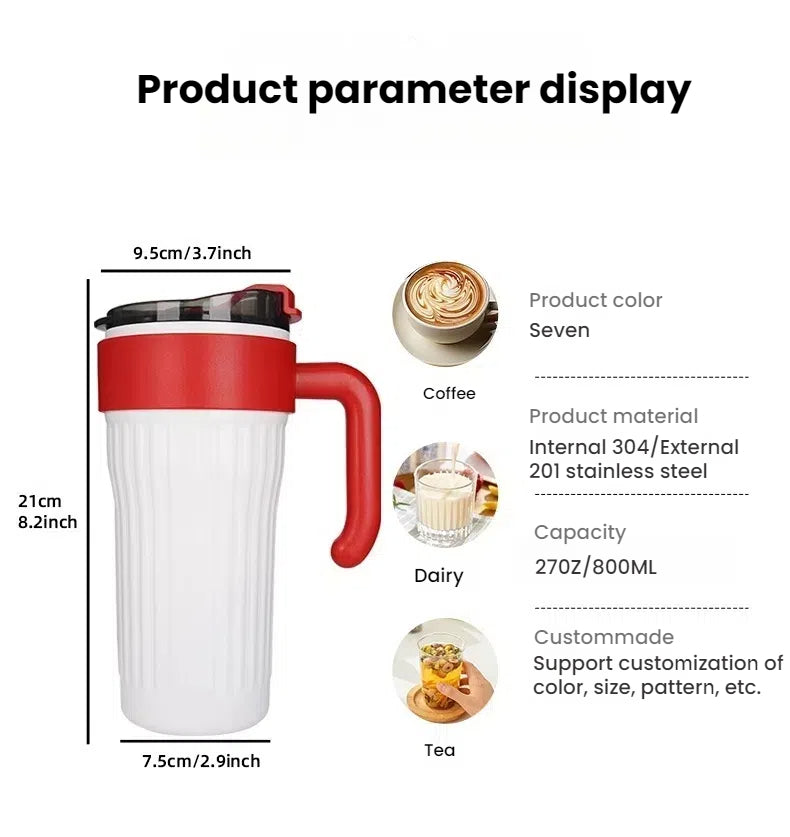 Thermo Multifaceted Bottle – Insulated Stainless Steel Water Bottle with Straw & Handle