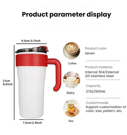 Thermo Multifaceted Bottle – Insulated Stainless Steel Water Bottle with Straw & Handle